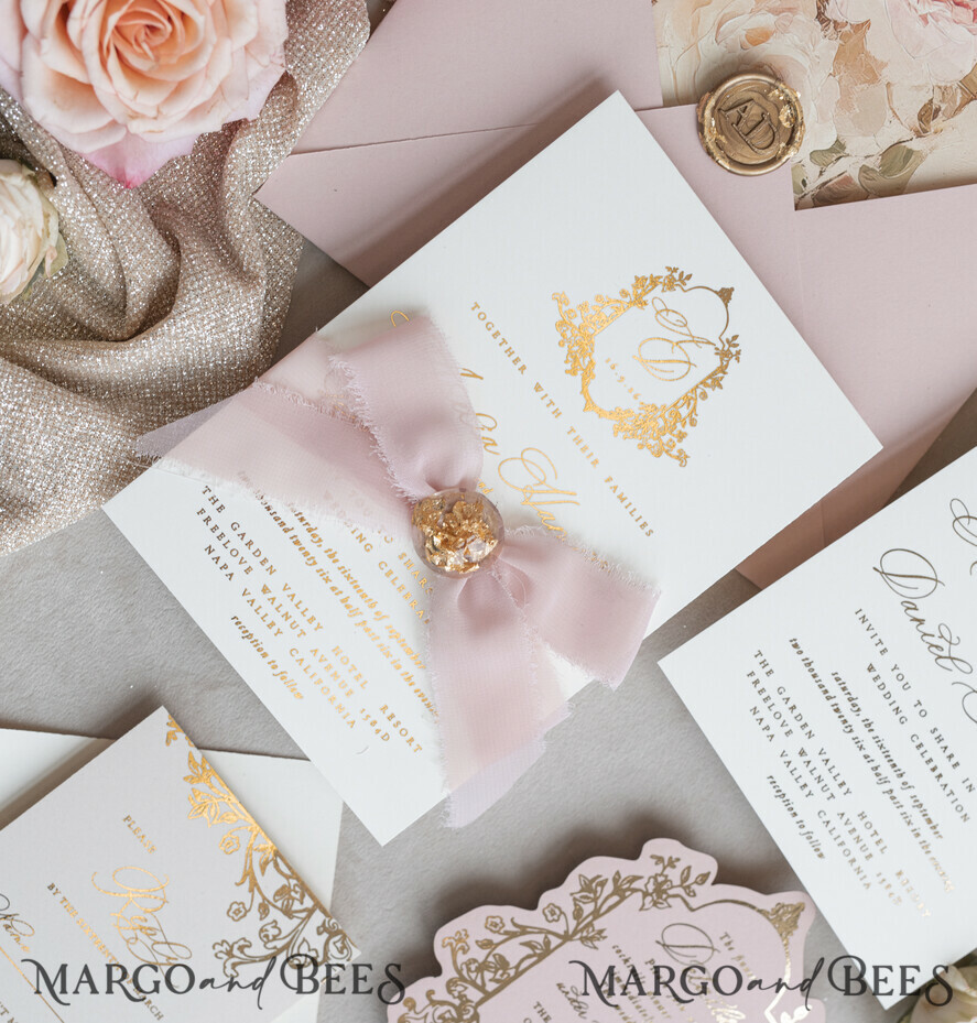 WEDDING INVITATIONS Vintage Baroque Vintage Baroque Wedding Invitation suite  Beige Golden Fine art Roses Wedding Invitations with rsvp Victorian wedding crest Chinoiserie Invites Royal Ornamental frame