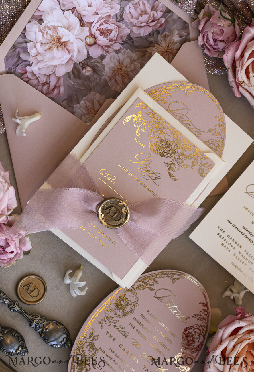 WEDDING INVITATIONS Vintage Baroque Vintage Baroque Wedding Invitation suite  Beige Golden Fine art Roses Wedding Invitations with rsvp Victorian wedding crest Chinoiserie Invites Royal Ornamental frame