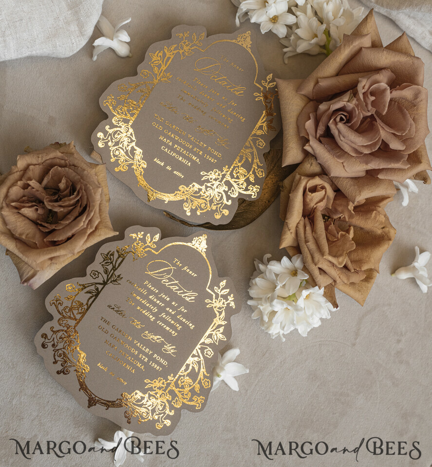 WEDDING INVITATIONS Vintage Baroque Vintage Baroque Wedding Invitation suite  Beige Golden Fine art Roses Wedding Invitations with rsvp Victorian wedding crest Chinoiserie Invites Royal Ornamental frame