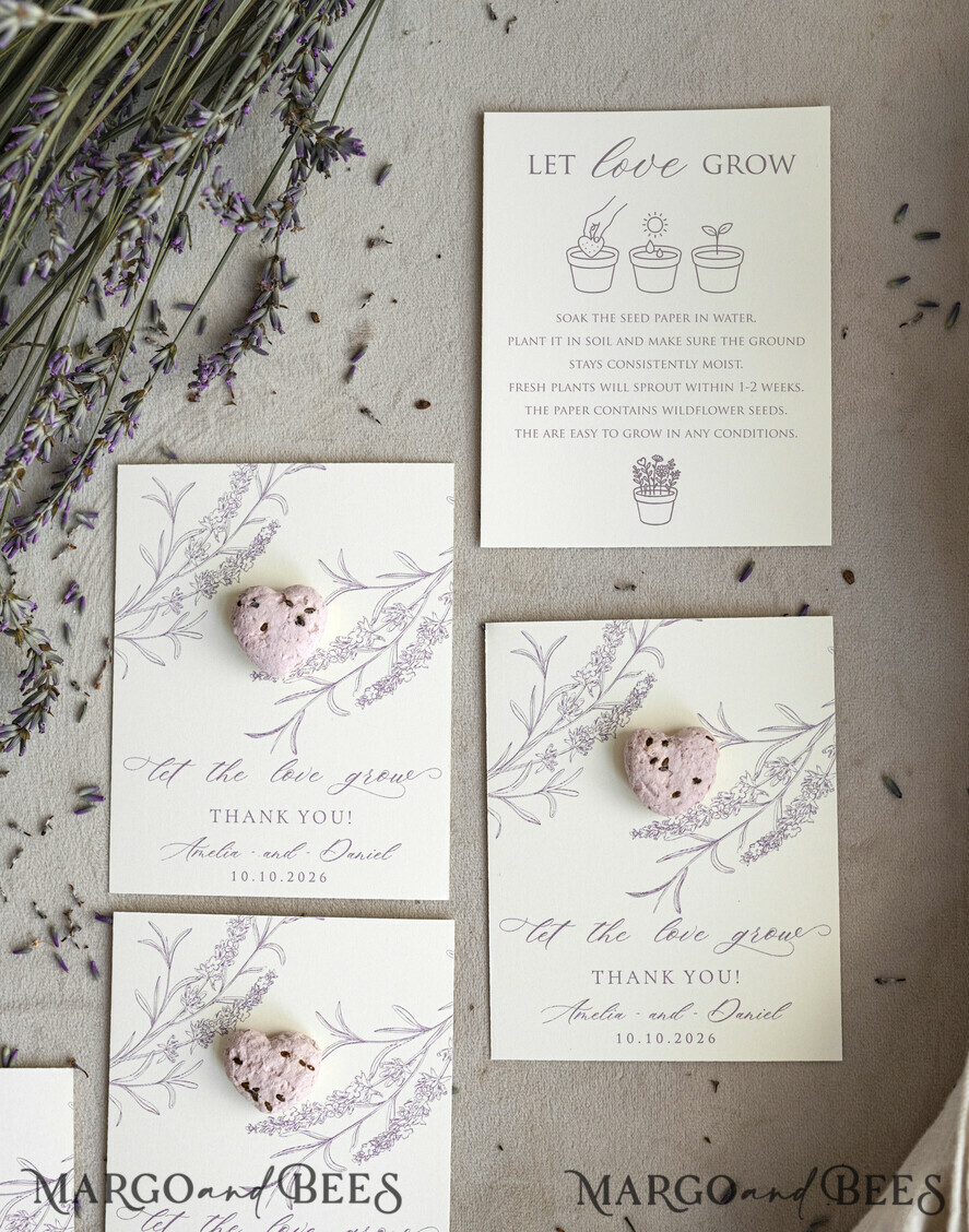 WEDDING FAVORS  Seeds of Love Wedding Favor gifts in bulk Personalized Seed Card With Plantable Seed Paper. Wildflower Seed Paper. Thank you gifts for guests