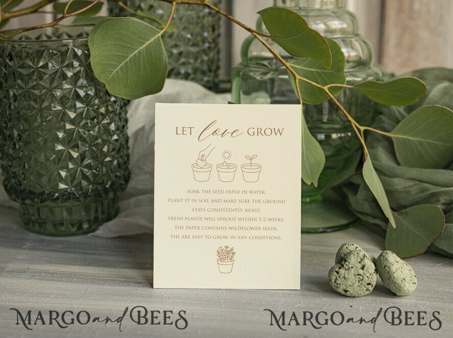 WEDDING FAVORS  Seeds of Love Wedding Favor gifts in bulk Personalized Seed Card With Plantable Seed Paper. let love grow Thank you gifts for guests