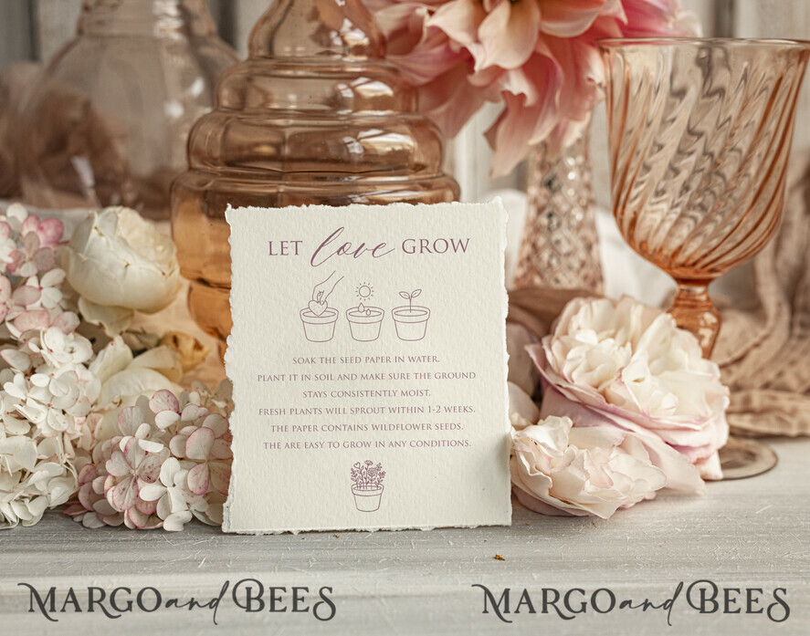 WEDDING FAVORS  Seeds of Love Wedding Favor gifts in bulk Personalized Seed Card With Plantable Seed Paper. let love grow Thank you gifts for guests