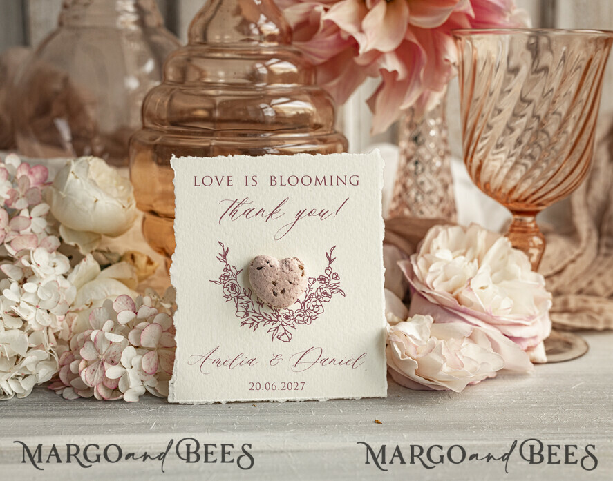 WEDDING FAVORS  Seeds of Love Wedding Favor gifts in bulk Personalized Seed Card With Plantable Seed Paper. let love grow Thank you gifts for guests