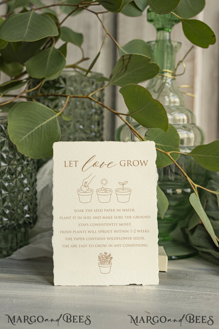 WEDDING FAVORS  Seeds of Love Wedding Favor gifts in bulk Personalized Seed Card With Plantable Seed Paper. let love grow Thank you gifts for guests