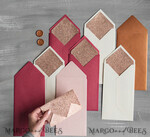 HOCHZEITS EINLADUNGEN Samtene Umschläge Maßgeschneiderte Farben Lange DL-Umschläge für Einladungen mit Glitzerfutter, DL handgefertigte Umschläge mit roségoldenem Futter für Hochzeitskarten.3