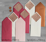 HOCHZEITS EINLADUNGEN Samtene Umschläge Maßgeschneiderte Farben Lange DL-Umschläge für Einladungen mit Glitzerfutter, DL handgefertigte Umschläge mit roségoldenem Futter für Hochzeitskarten.3