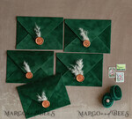 HOCHZEITS EINLADUNGEN Samtene Umschläge Emwrald Gold Velvet Umschläge für Einladungen, a7 handgefertigte Samtumschläge für Hochzeitskarten9