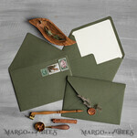 HOCHZEITS EINLADUNGEN Samtene Umschläge Olivenfarbene handgemachte Umschläge mit Einlage für Einladungen, handgemachte Bastelumschläge für Hochzeitskarten.3