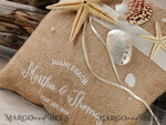   Personalised Beach Wedding Ring Pillow • Rustic Seaside Wedding  Ring Bearer Pillow • Custom beach burlapRing Bearer3