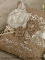   Boho Vintage Lace Wedding Ring Pillow • Embroidered Ring Bearer Pillow • Rustic Ring Bearer Pillow Presonalised5