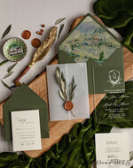 HOCHZEITS EINLADUNGEN blumig / Boho / Aquarell Elegante Toskana Acryl Hochzeits Einladungen mit Rsvp, Fine Art Plexi Glas echte Olivenzweig Hochzeits Einladung Suite, Vellum Wachssiegel Oliven Einladungen, Griechenland Hochzeitskarten10