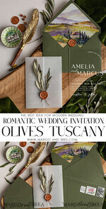 WEDDING INVITATIONS floral / boho / watercolor Tuscany Acrylic Wedding invitations with Rsvp, Fine Art Plexi Glass real olive branch Wedding Invitation suite, Vellum Wax Seal Olives Invites, Greece Wedding Cards 10
