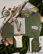 WEDDING INVITATIONS floral / boho / watercolor Tuscany Acrylic Wedding invitations with Rsvp, Fine Art Plexi Glass real olive branch Wedding Invitation suite, Vellum Wax Seal Olives Invites, Greece Wedding Cards 10