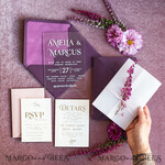 WEDDING INVITATIONS floral / boho / watercolor Heather Acrylic Wedding invitations set, Boho Plum Fall Wedding Invitation Suite,  Plexi Elegant bohemian Wedding Stationery Minimalistic Wedding Invites14