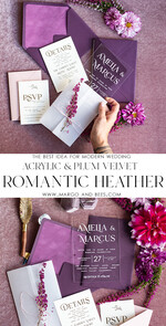 WEDDING INVITATIONS floral / boho / watercolor Heather Acrylic Wedding invitations set, Boho Plum Fall Wedding Invitation Suite,  Plexi Elegant bohemian Wedding Stationery Minimalistic Wedding Invites14