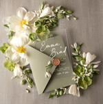 WEDDING INVITATIONS floral / boho / watercolor Stylish Sage Green Acrylic wedding invitation, Elegant Frozen Acryl Green Wedding Invitations • Sage Green Modern Wedding Invitation Suite • Luxury Greenery wedding Cards7