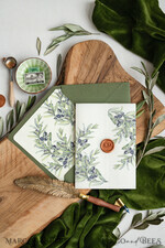 WEDDING INVITATIONS floral / boho / watercolor Tuscany Acrylic wedding invitation, Elegant Acryl olive Green Wedding Invitations, Luxury Greece wedding Cards6
