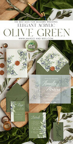 WEDDING INVITATIONS floral / boho / watercolor Tuscany Acrylic wedding invitation, Elegant Acryl olive Green Wedding Invitations, Luxury Greece wedding Cards6