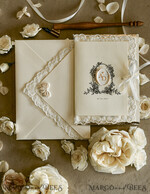 WEDDING INVITATIONS vintage lace/ rustic lace Personalized Golden Wedding invitations Vintage Lace wedding Cards42