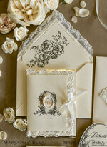 WEDDING INVITATIONS vintage lace/ rustic lace Personalized Golden Wedding invitations Vintage Lace wedding Cards42