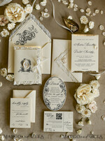 WEDDING INVITATIONS vintage lace/ rustic lace Personalized Golden Wedding invitations Vintage Lace wedding Cards42