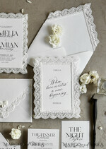 WEDDING INVITATIONS vintage lace/ rustic lace Personalized Golden Wedding invitations Vintage Lace Invites Ivory13