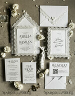 WEDDING INVITATIONS vintage lace/ rustic lace Personalized Golden Wedding invitations Vintage Lace Invites Ivory13
