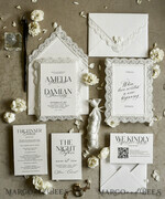 WEDDING INVITATIONS vintage lace/ rustic lace Personalized Golden Wedding invitations Vintage Lace Invites Ivory13