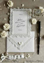 WEDDING INVITATIONS vintage lace/ rustic lace Personalized Golden Wedding invitations Vintage Lace Invites Ivory13