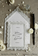WEDDING INVITATIONS vintage lace/ rustic lace Personalized Golden Wedding invitations Vintage Lace Invites Ivory13
