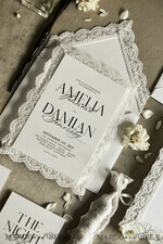 WEDDING INVITATIONS vintage lace/ rustic lace Personalized Golden Wedding invitations Vintage Lace Invites Ivory13