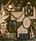 WEDDING INVITATIONS vintage lace/ rustic lace Black lace Personalized Golden Wedding invitations Vintage Lace Invites golden24