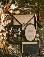 WEDDING INVITATIONS vintage lace/ rustic lace Black lace Personalized Golden Wedding invitations Vintage Lace Invites golden24