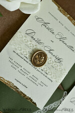 WEDDING INVITATIONS vintage lace/ rustic lace ivory lace Personalized Golden Wedding invitations Vintage Lace Invites golden15