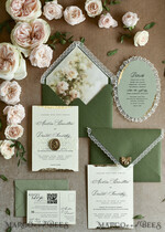 WEDDING INVITATIONS vintage lace/ rustic lace ivory lace Personalized Golden Wedding invitations Vintage Lace Invites golden15
