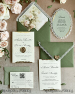 WEDDING INVITATIONS vintage lace/ rustic lace ivory lace Personalized Golden Wedding invitations Vintage Lace Invites golden15