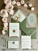 WEDDING INVITATIONS vintage lace/ rustic lace ivory lace Personalized Golden Wedding invitations Vintage Lace Invites golden15