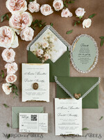 WEDDING INVITATIONS vintage lace/ rustic lace ivory lace Personalized Golden Wedding invitations Vintage Lace Invites golden15