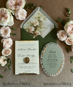 WEDDING INVITATIONS vintage lace/ rustic lace ivory lace Personalized Golden Wedding invitations Vintage Lace Invites golden15