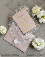 WEDDING INVITATIONS vintage lace/ rustic lace Personalized Golden Wedding invitations Vintage Lace Invites Ivory10