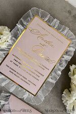 WEDDING INVITATIONS vintage lace/ rustic lace Personalized Golden Wedding invitations Vintage Lace Invites Ivory10