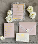 WEDDING INVITATIONS vintage lace/ rustic lace Personalized Golden Wedding invitations Vintage Lace Invites Ivory10