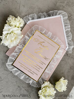 WEDDING INVITATIONS vintage lace/ rustic lace Personalized Golden Wedding invitations Vintage Lace Invites Ivory10