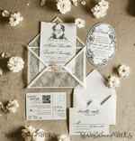 WEDDING INVITATIONS vintage lace/ rustic lace Luxury French Lace Wedding Invitations with Double Envelope | Elegant Black & Ivory Wedding Invitation Suite6
