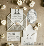 WEDDING INVITATIONS vintage lace/ rustic lace Luxury French Lace Wedding Invitations with Double Envelope | Elegant Black & Ivory Wedding Invitation Suite6