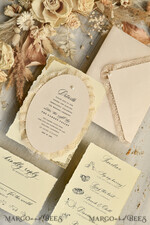 WEDDING INVITATIONS vintage lace/ rustic lace luxury wedding invitations in a warm beige and nude color palette14