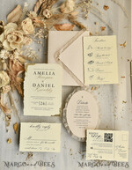 WEDDING INVITATIONS vintage lace/ rustic lace luxury wedding invitations in a warm beige and nude color palette14