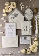 WEDDING INVITATIONS vintage lace/ rustic lace Personalized Golden Wedding invitations Vintage Lace Invites Ivory39