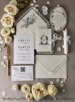 WEDDING INVITATIONS vintage lace/ rustic lace Personalized Golden Wedding invitations Vintage Lace Invites Ivory39