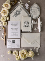 WEDDING INVITATIONS vintage lace/ rustic lace Personalized Golden Wedding invitations Vintage Lace Invites Ivory39